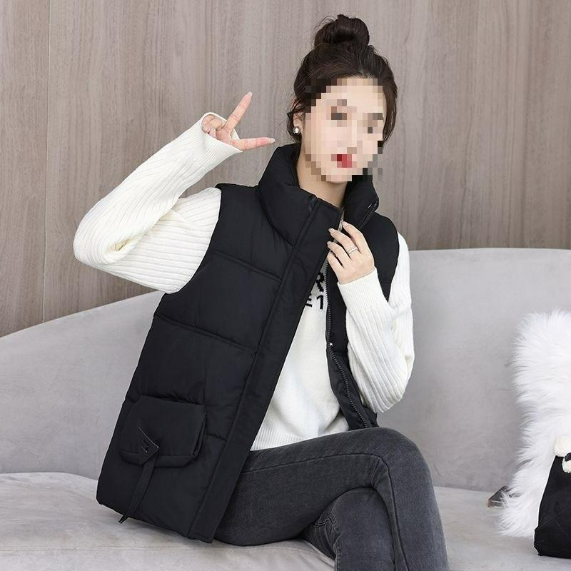 

Thick All-match Waistcoat Stand-up Collar Winter Down Cotton Ladies Vest Ladies Sleeveless Vest Short Outer Wear S