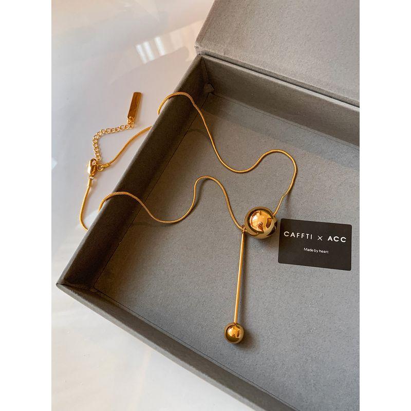Fashion Gold & Small Ball Pendant Necklace Women's Accessories Fancy Light Luxury and Simplicity Everyday Joker Elegant Sweater Chain