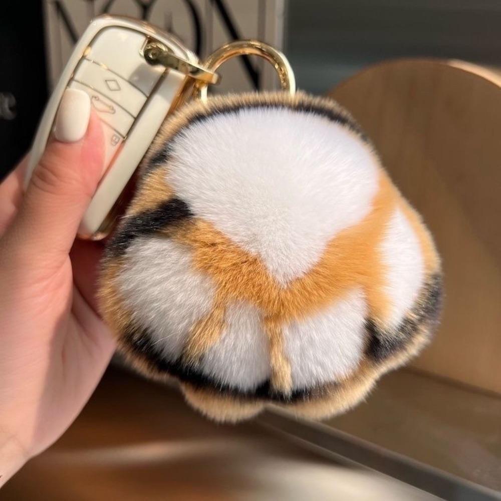 Stuffed Animal Tiger Tail Stuffed Keyring Love Plush Cat's Paw Pendant Jewelry Gift