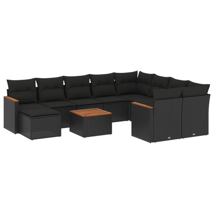 VidaXL Garden Lounge Set with Cushions 11 Pcs, Patio Sofas, Patio Furniture Set, Outdoor Furniture, Black 3226559