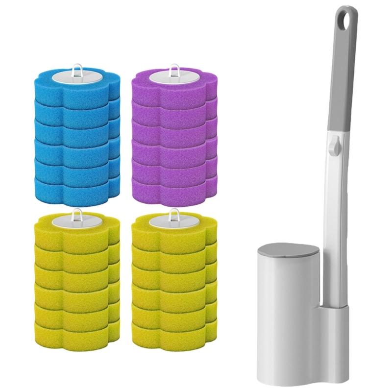 Toilet Wand Holder Designed for Convenient Use and Easy Maintenance Toilet Brush and Holder with Cleaner Refills