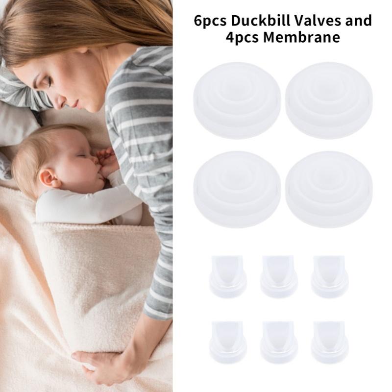 6pcs Duckbill Valves And 4pcs Membrane Prevents Backflow Washable Compatible Breastpumps Parts For M5