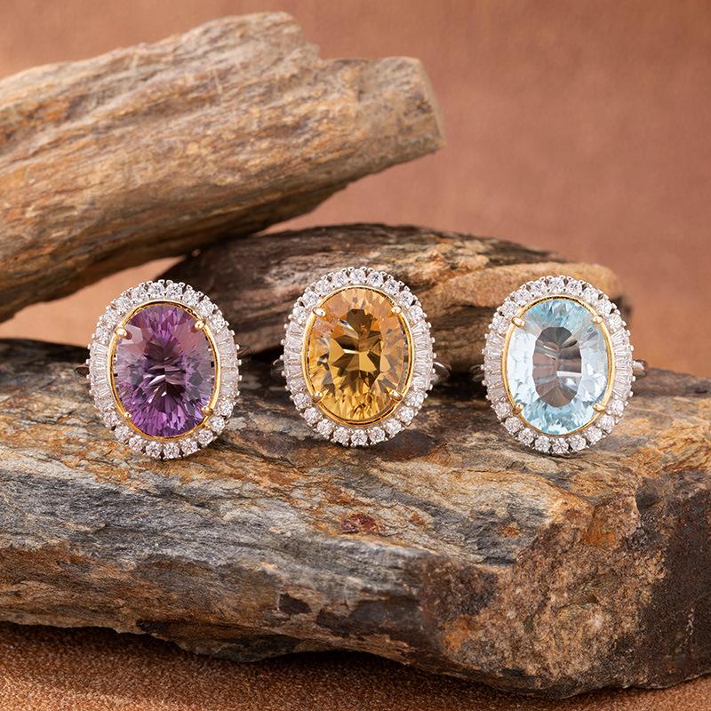 Natural Citrine Amethyst Colored Treasure Necklace Women'S Millennium Cut S925 Sterling Silver Pendant Light Luxury High-End Jewelry