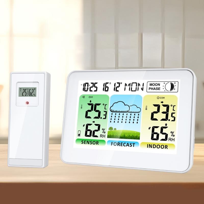Multifunction Digital Weather Clock Color Screen Temperature Monitor And Alarm Timer Comfort Display for Home