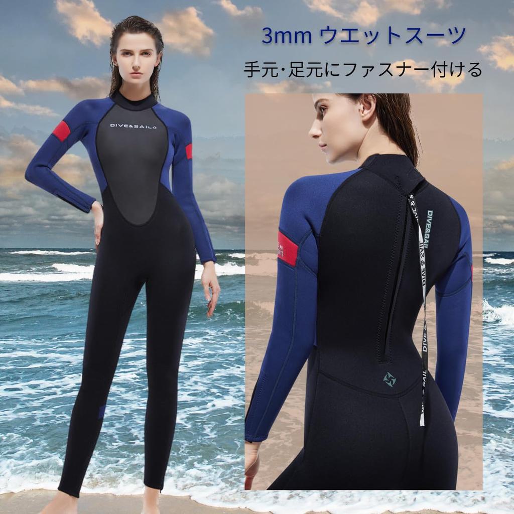 3mm Full Body Wetsuit with Back Neoprene Arm and Leg for and Skin Diving Women's Zip, Zippers, Surfing, Diving, Snorkeling, SUP,