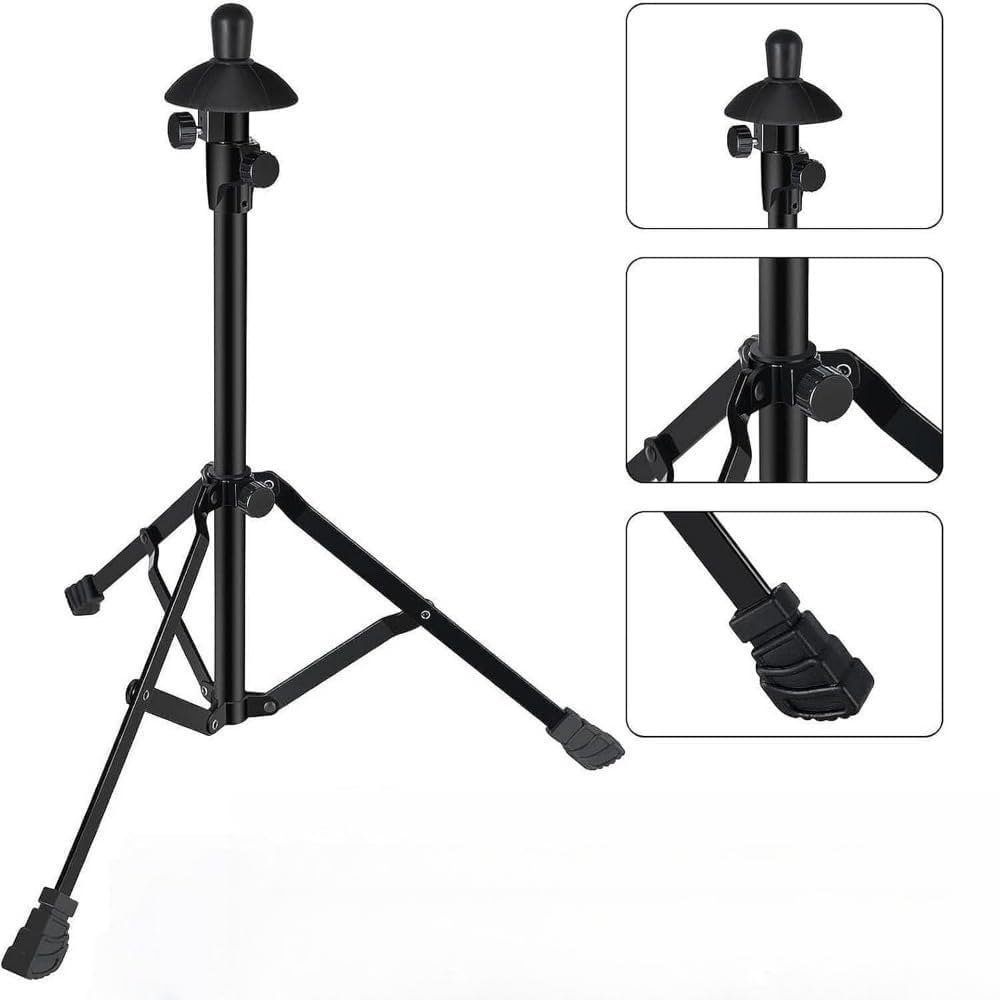 Folding trombone instrument stand (tripod structure, height adjustable, high stability, suitable for school, practice, and concerts) - Space-saving