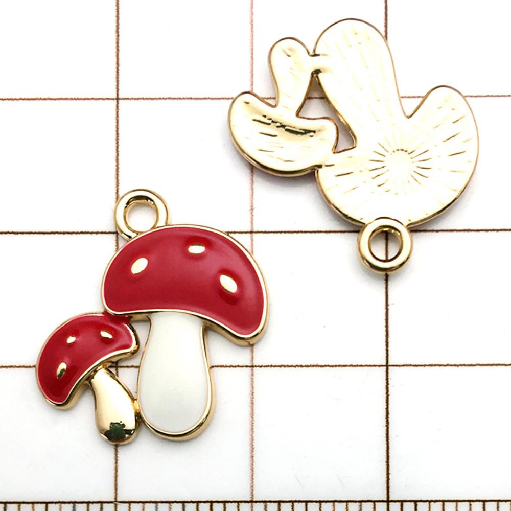 20 Colorful Cartoon House & Mushroom Enamel Alloy Charms for DIY Jewelry