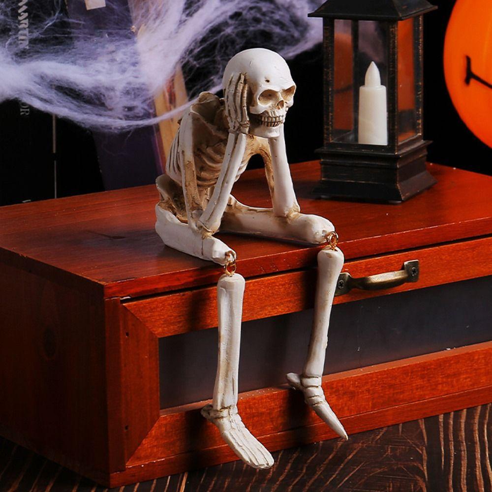 Resin Hanging Leg Skeleton Don't Look Don't Listen Don't Say Bone Model  Halloween