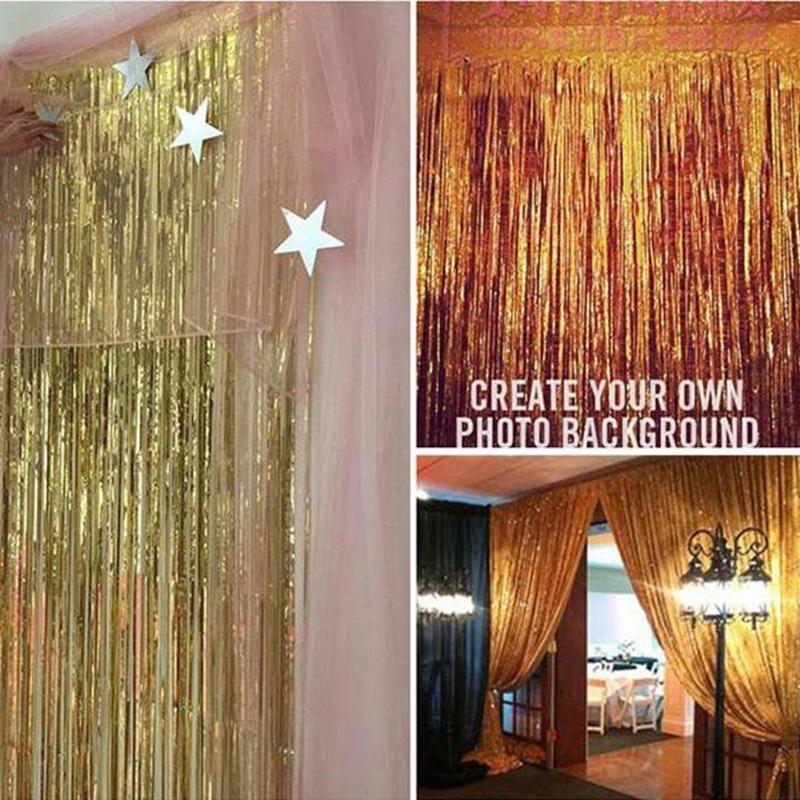 Metallic Foil Fringe Curtain Tinsel Wedding Kid Birthday Party Decor Home Supply Metallic Foil Fringe Curtain Tinsel Wedding Kid Birthday Party Decor Home Supply