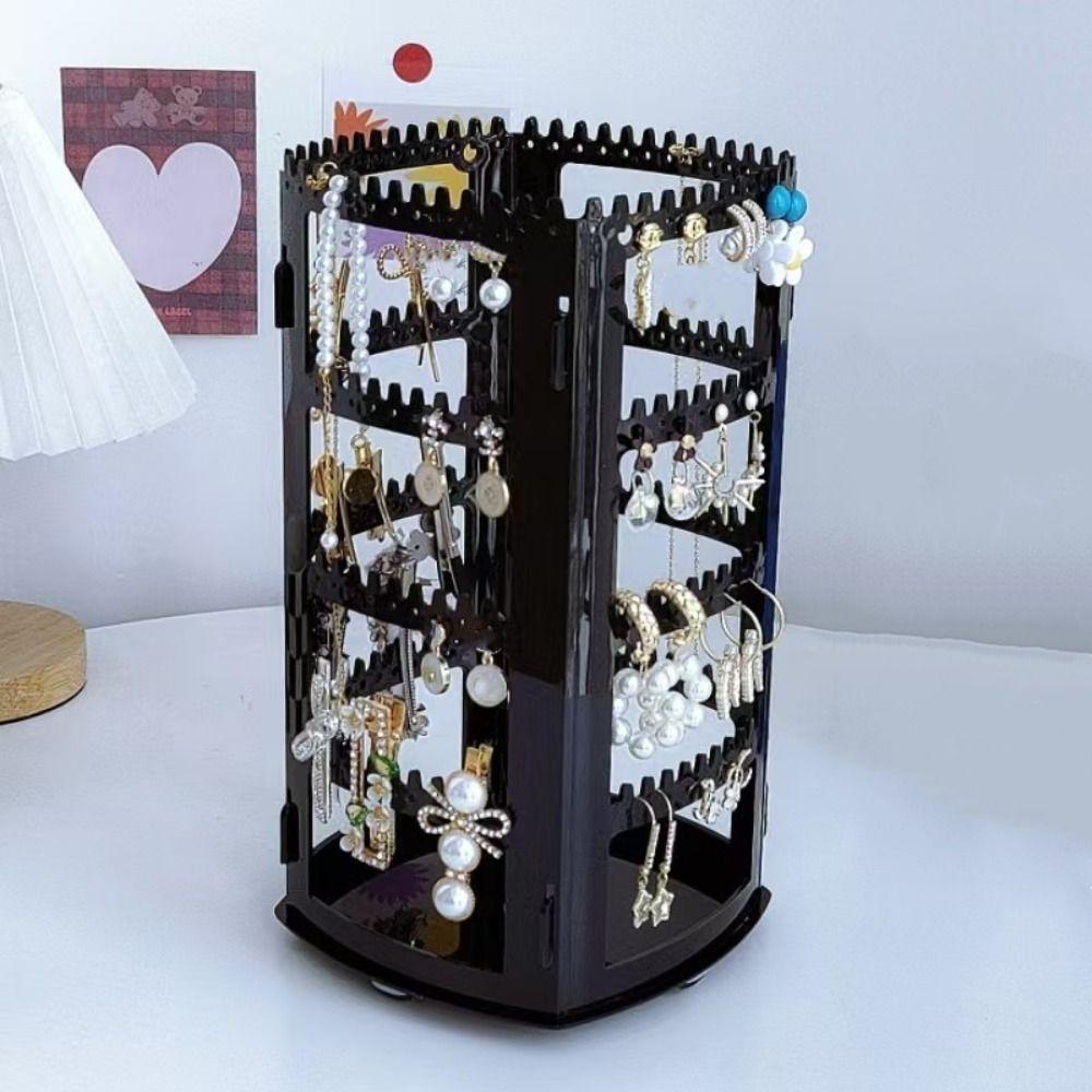 360 Degree Jewelry Display Rack Rotating Jewelry Storage Box Necklaces Rings Holder Selling Show