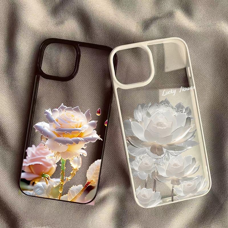 Luxury Adanced Roses Phone Case For Iphone 17 Air 16 15plus 14 13 12 11 Pro Max Clear Stylish Cover Elegant Protective Funda