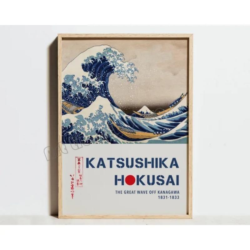 Vintage Japanese Ukiyoe The Great Wave Off Kanagawa Canvas Painting  Exhibition Poster Wall Art Decor for Home Room