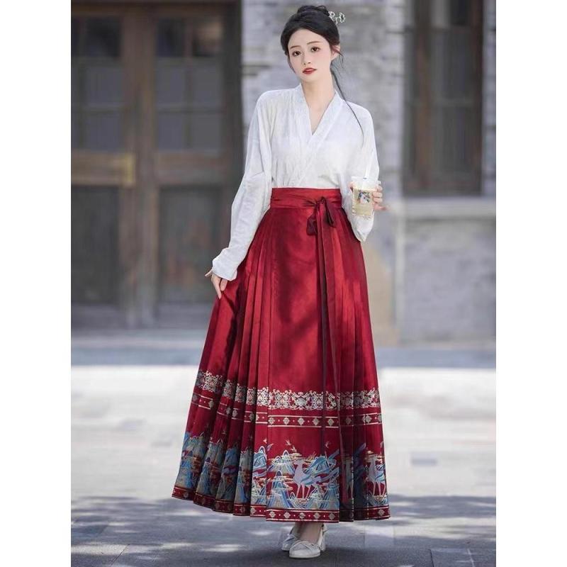 Chinese Ming Dynasty Style Hanfu Daily horse-face  Skirt Hanfu Suit