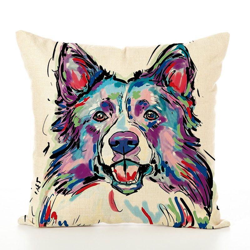 Pet Cute Dog Pillow Case Throw Pillow Cover Sofa Cushion Cover Home Office Decor
