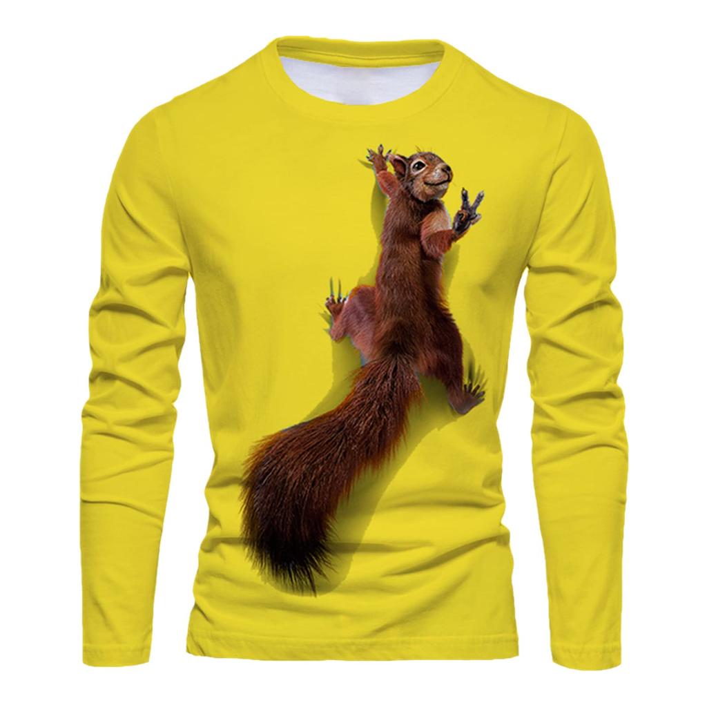 Squirrel 3D Print T-Shirts Men Woman Casual Round Neck Long Sleeve T Shirt Streetwear Harajuku Pullovers Tees Tops Kids Clothing