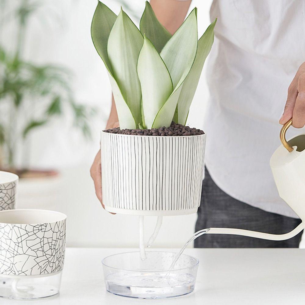 Green Plants Self-watering Plants Pot With Water Container Lazy Flower Pot Planter  Garden Supplies