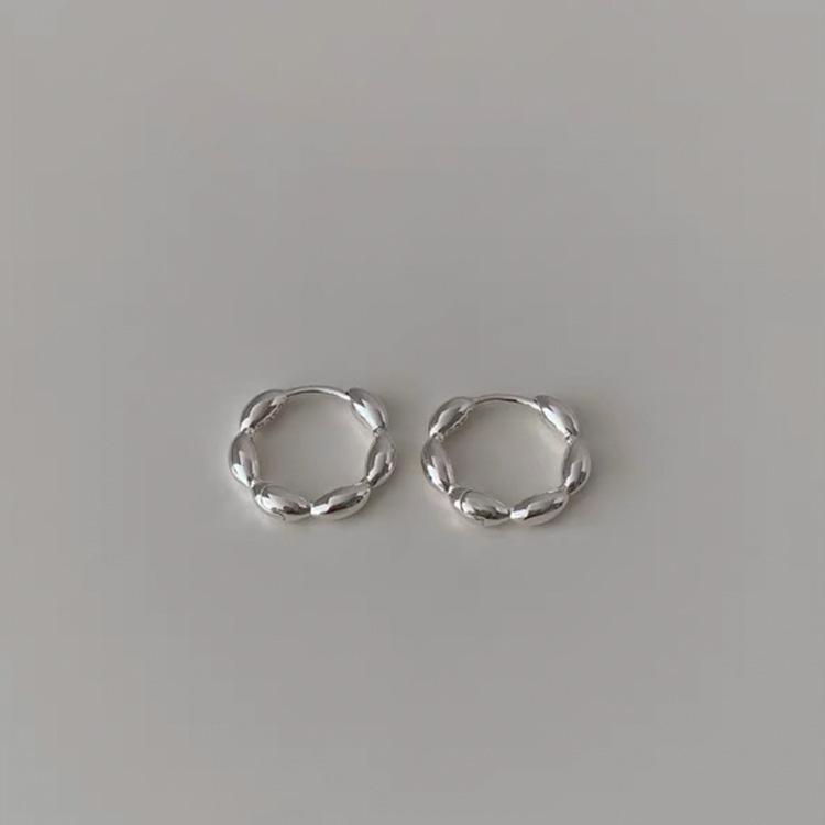 

ANENJIERY маленькие серьги-кольца в форме фасоли для женщин, модные универсальные серьги в стиле ретро, ​​ювелирные изделия для вечеринки, помолвки серебряный