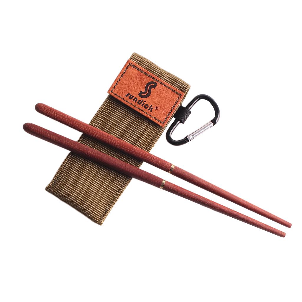 

Portable Red Oak Chopsticks Foldable Tableware Kit with Storage Bag for Camping Hiking Picnic