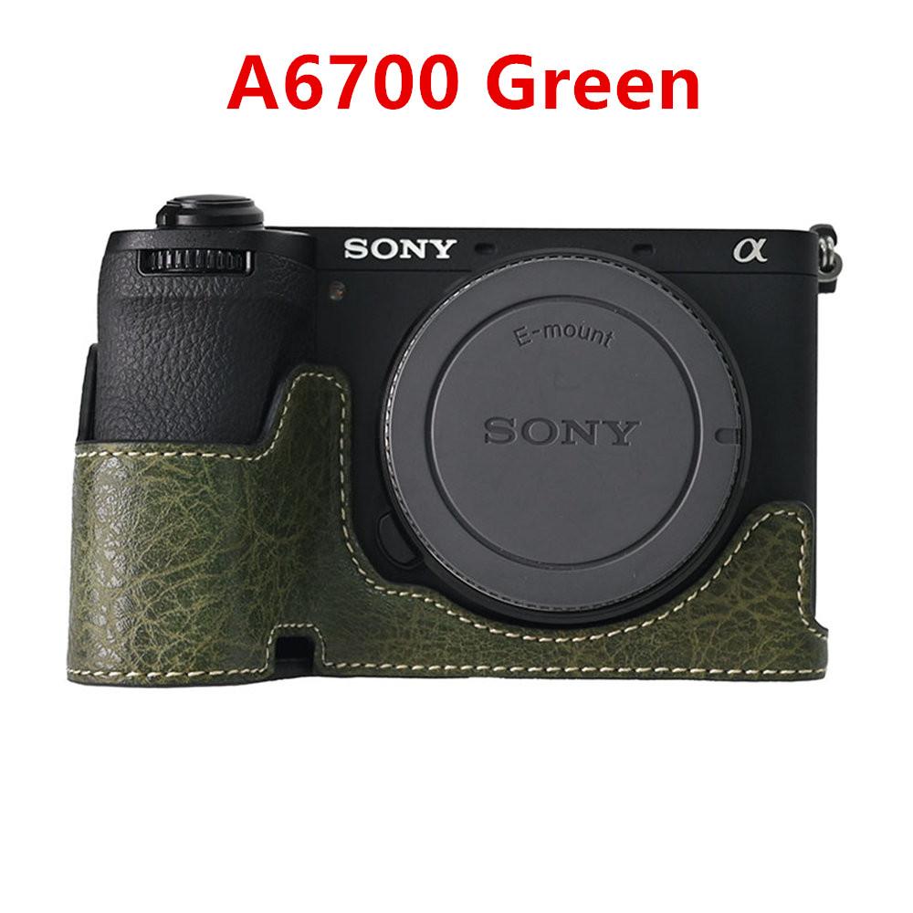 Camera Half Case for Sony A6700 A6400 A6300 A6100 A6000 ZVE10 ZVE10II ZVE10M2 A7R5 A7CII A7C2 Bottom Opening Cover PU Leather