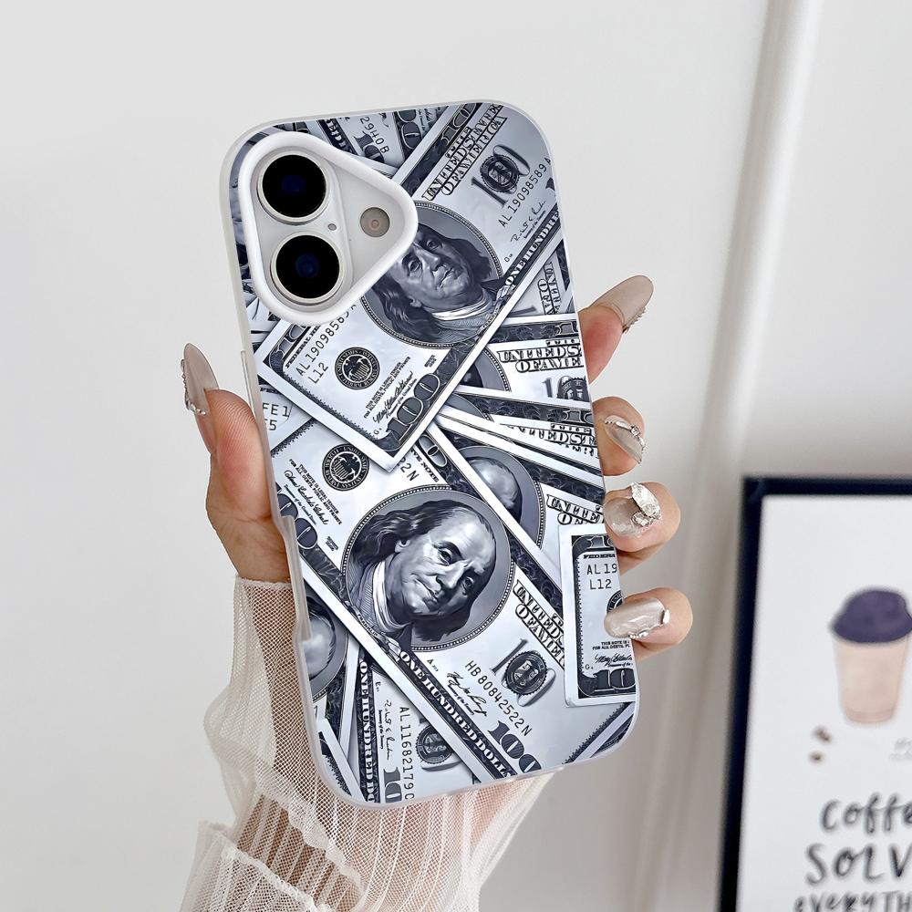 USD Dollar Jelly Double Layer White Mobile Phone Case for iPhone 17 16 15 14 13 12 11 Air Pro Max Plus Protective