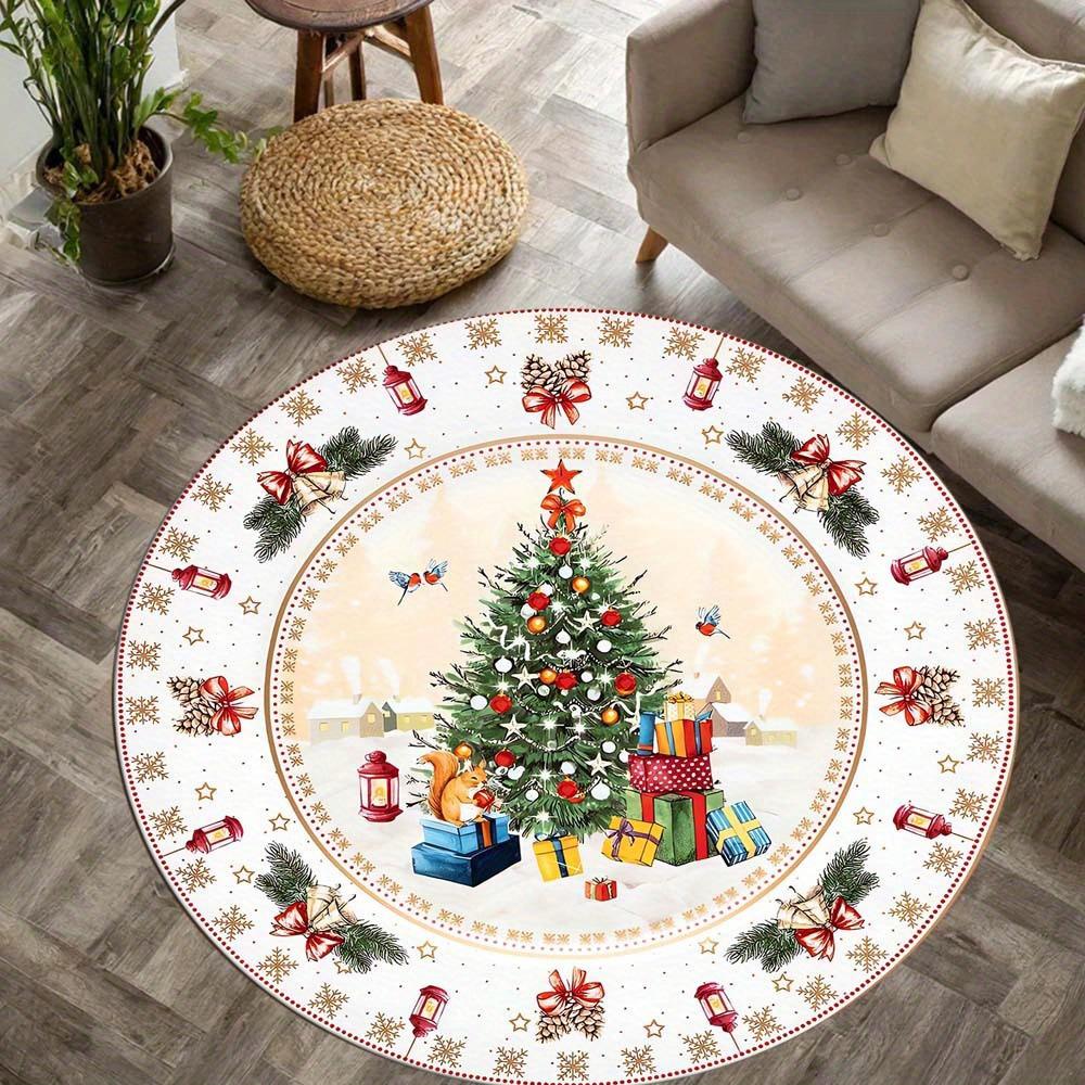 Festive Delights: Christmas Themed Round Rugs for a Magical Holiday Home Bedroom room floor mats New Year home decoration