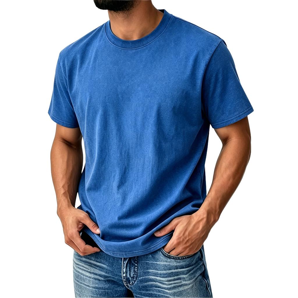 Men’s Vintage Crew Neck Short Sleeve T Shirt Classic Fit Cotton Material Casual Basic Top for Everyday Wear