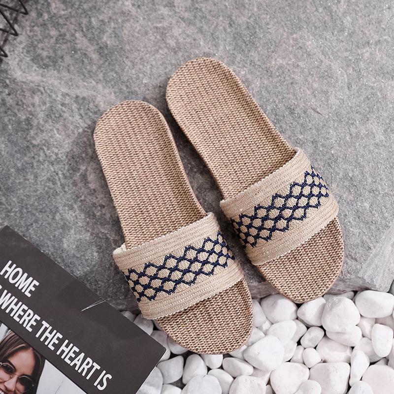 Unisex Summer Linen Slippers: Non-slip Indoor Sandals for Home and Office.