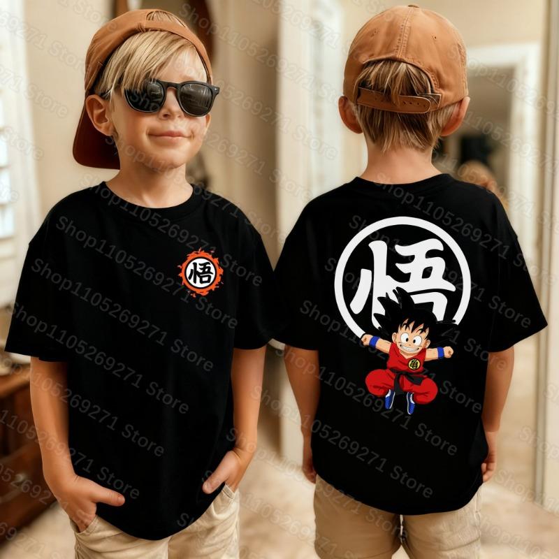Anime Dragon Ball Kids T-shirt Son Goku Cute Cartoon Fashion Print Summer Cotton Boys Girls Loose Short Sleeve Clothing Gifts