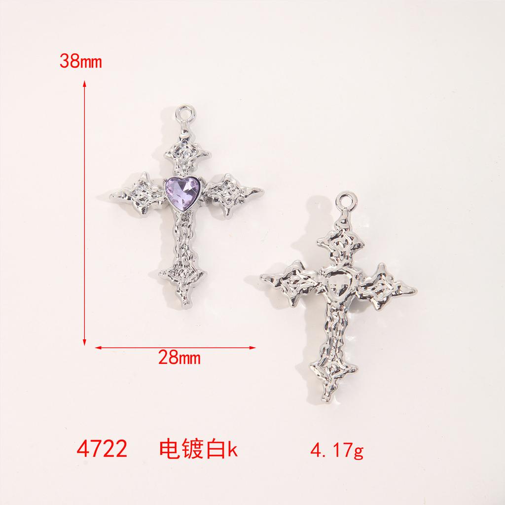 Love Starlight Inlaid Cross Crowe Heart Pendant Cool Spice Girl Diy Bracelet Necklace Ear Jewelry Material Accessories