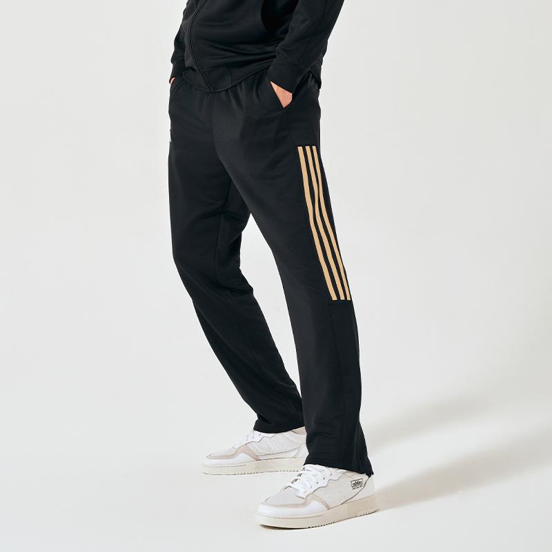 adidas Side Stripe Straight Leg Retro Sports Casual Pants Unisex Bottoms Black Gold TR90PT-BG