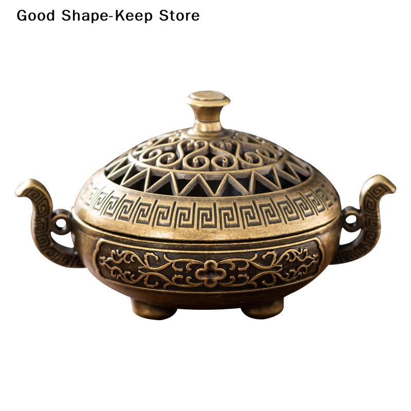Incense Burner Holder Retro Copper Incense Burner Incense Bronze Vintage Incense Burner Charcoal Stove Luxury Stand IncenseMetal
