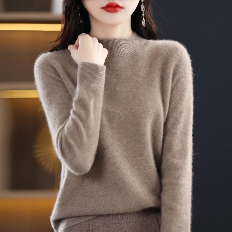 Women's Cashmere Sweater Qinghe Cashmere 30% Cashmere 70% Wool Autumn and Winter Pullover Warm and Fashionable