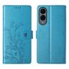 For Samsung Galaxy S25 Edge Wallet Case Butterfly Floral Imprint PU Leather Phone Cover with Wrist Strap