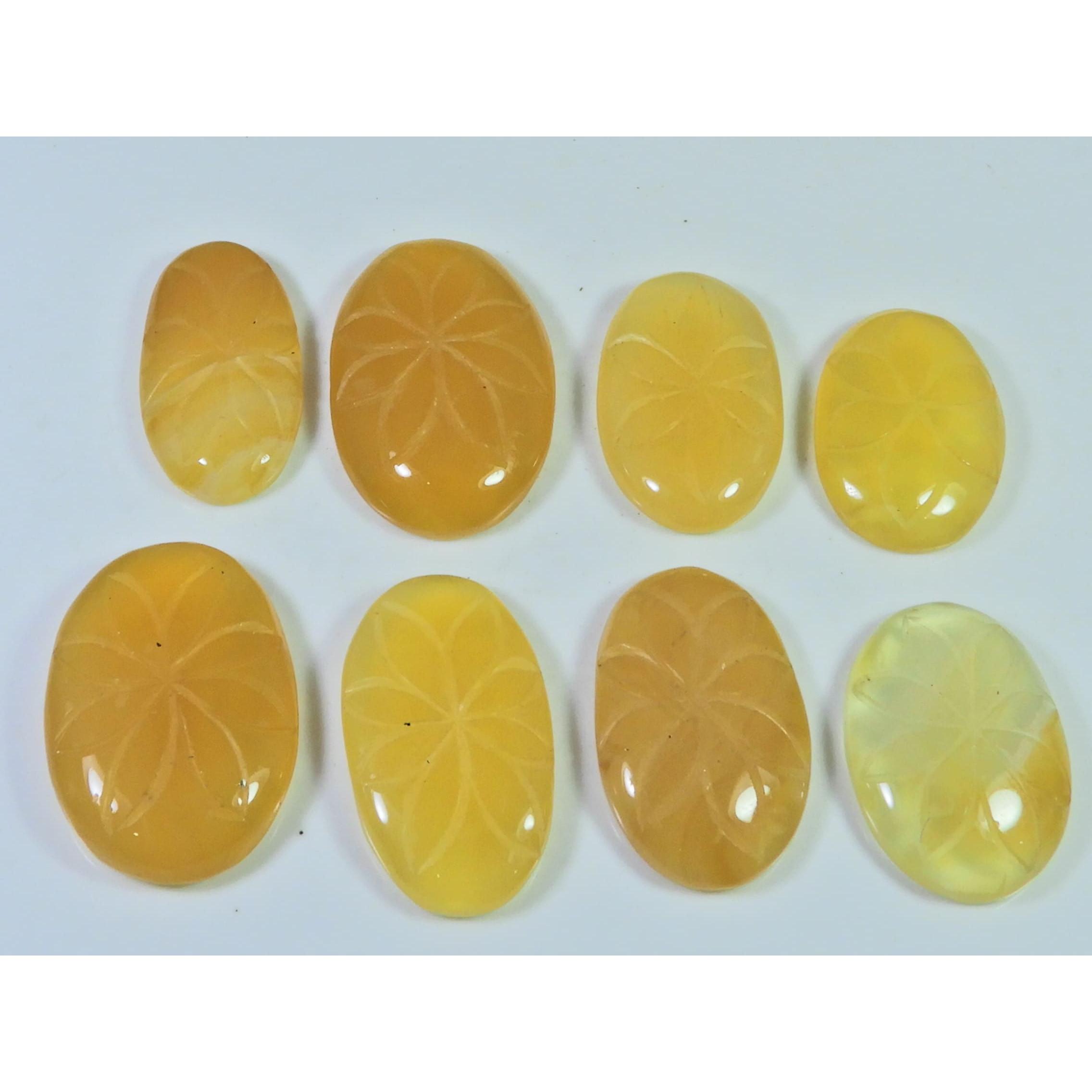 8Pcs Natural Onyx Agate Carving Oval Cabochon Loose Gemstone Lot 246Cts. A-834