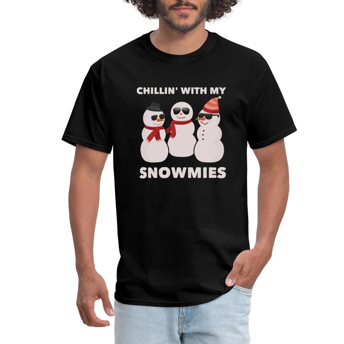 Chillin With My Snowmies Funny Christmas Snowman Men s T-Shirt M
