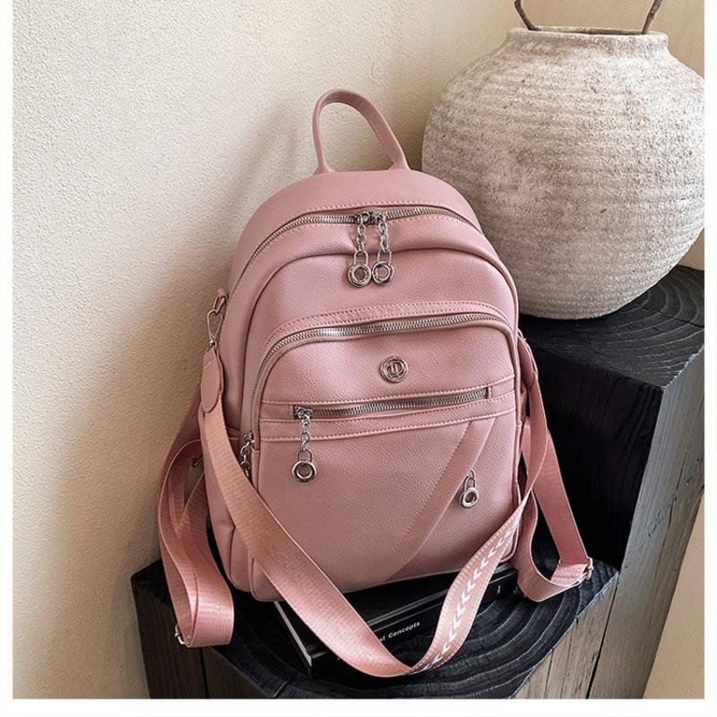 Backpack Women's Backpack Soft Leather New Casual Versatile Fashion Premium Large Capacity Commuter Shoulder Bag