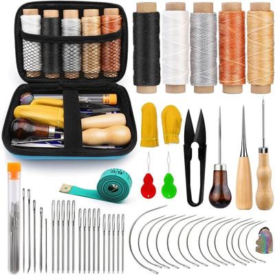 BUDDUR Leather Sewing Tools Kit With Waxed Threads And Finger-cot Hand Sewing Needles DIY Handmade Craft Accessories Set