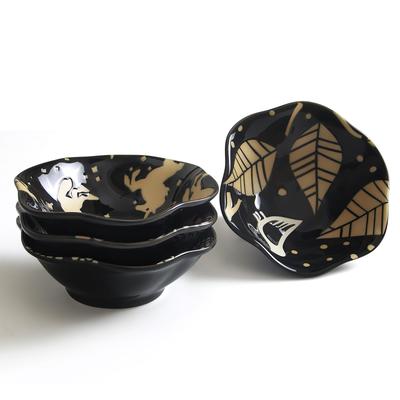 YFWOOD Set of 4 Small and 100ml 3 Includes Soy Sauce Condiment and Natto Microwave and Dishwasher Stylish Ceramic Dishes, Plates, Bowls, 10.5cm