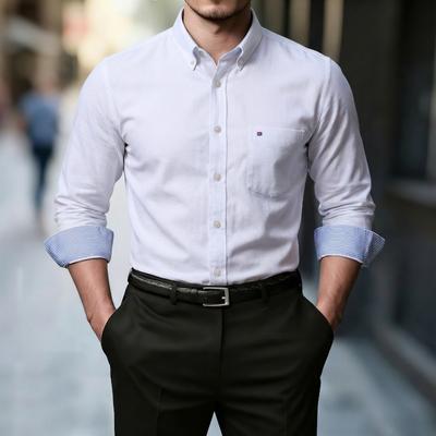 Men Oxford Button Down Long Sleeve Shirt With Chest Pocket Casual Formal Dress Shirt for Men