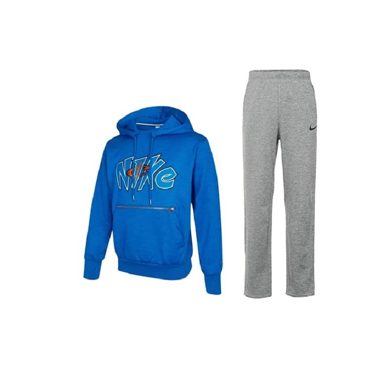 

Nike American Style Hooded Pullover Long Sleeve Drawstring Mid Waist Fleece Sweatpants Set Men Sweatpants Set DA5990-480+932254-063 XL