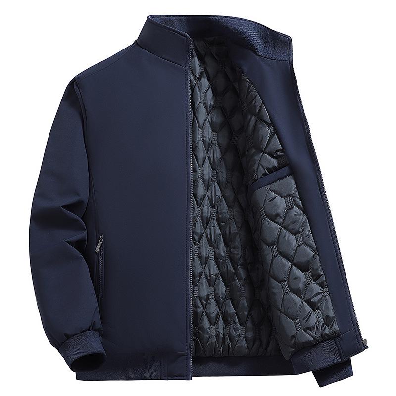 Men's Cross-Border Warm Cotton Stand-Up Collar Jacket - Large Size Casual Coat for Middle-Aged and Elderly