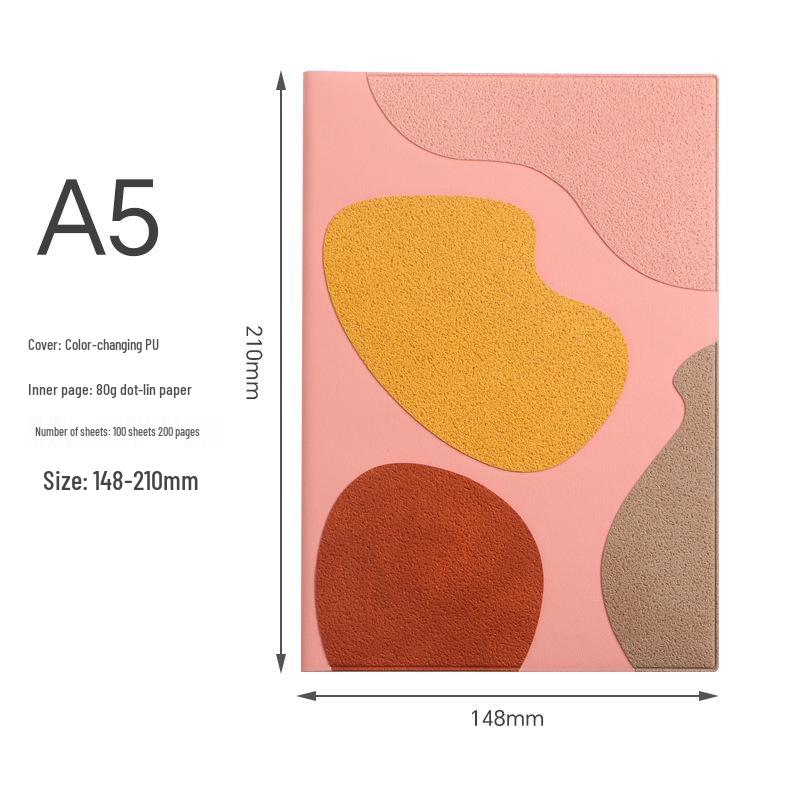 Custom A5 Notebook: Soft PU Leather, Color-Spliced Surface, Creative Student Diary with Logo and Pattern. жёлтый