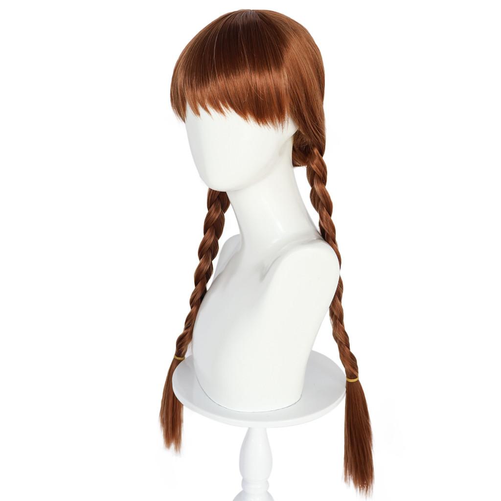 Disney Frozen Princess Anna Cosplay Wig With Double Braid And Bangs For Costume Parties