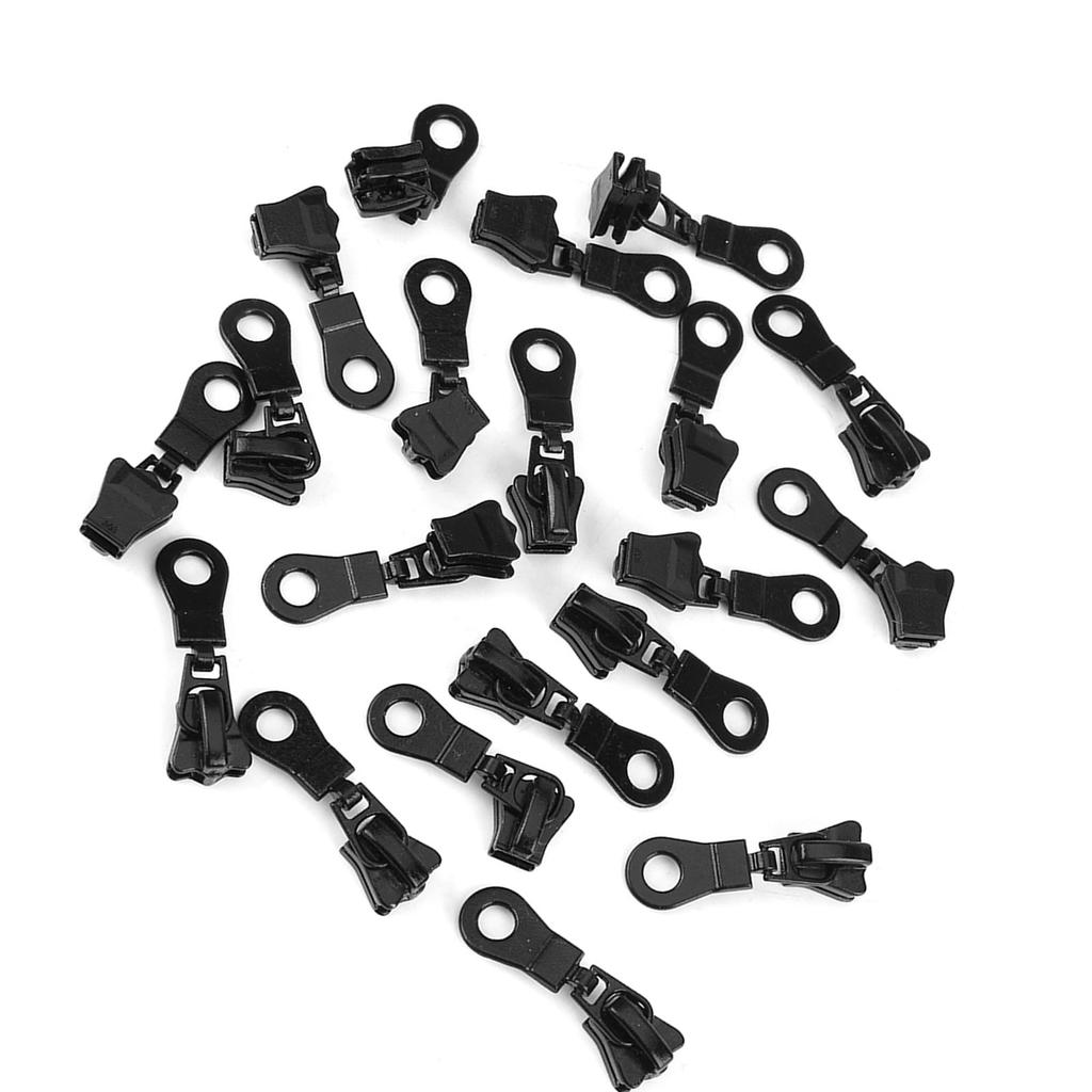 20pcs Metal Alloy Zipper Sliders Size #5 Zip Fastener Repair Replacement Kit (Black)