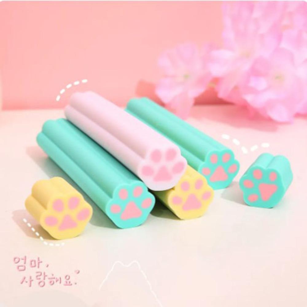 Wipe Clean Pencil Rubber Erasers PVC Pencil Erasers Portable Cartoon Cat Paw Erasers Student