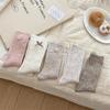 Pure Color Wool Knitted Thickened Butterfly Knot Pile-up Socks for Children, Suitable for Autumn and Winter, Providing Warmth.