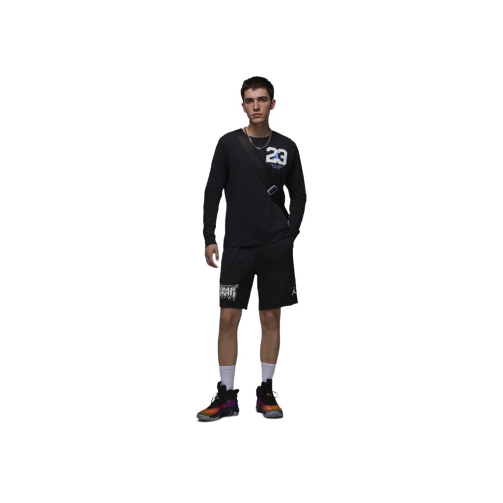 Jordan Dri Fit Sport Crew Neck Graphic Casual Long Sleeve T Shirt Men Tops Black Legendary-Blue FZ1982-011