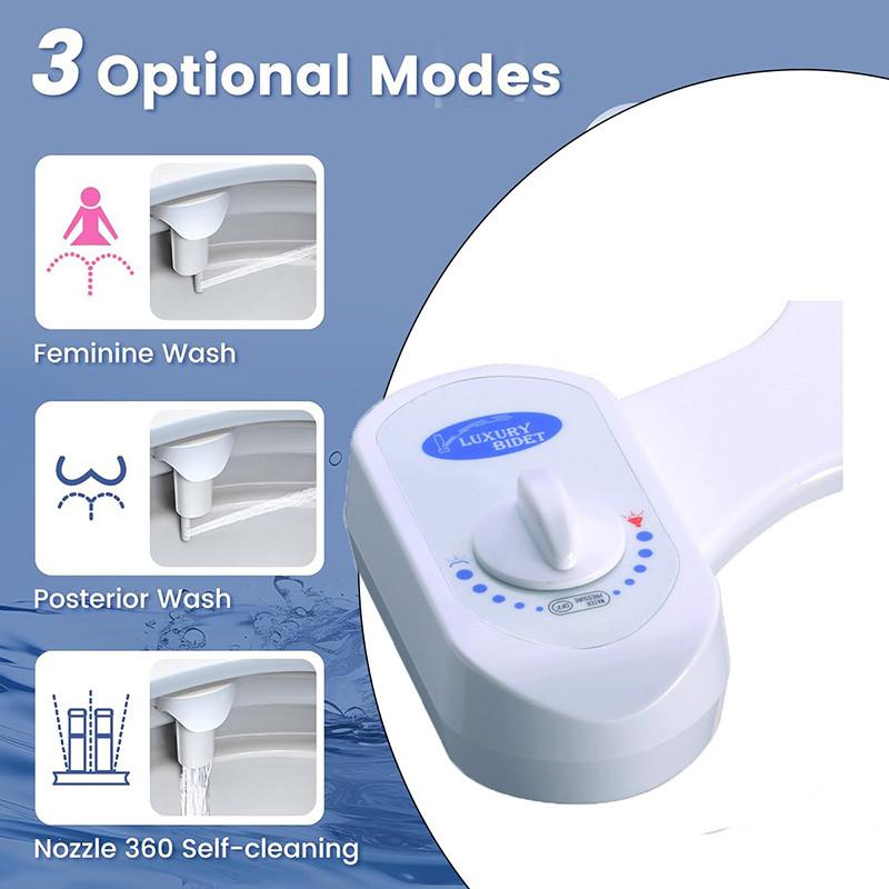 Bidet nástavec WC sedátko Dvojitá tryska Spirála Nastavitelný tlak vody Neelektrický rozprašovač zadku s hadicí