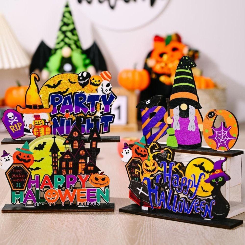 3D Halloween Wooden Ornaments Cute Halloween Decoration Props Ghost Desktop Ornament  Office