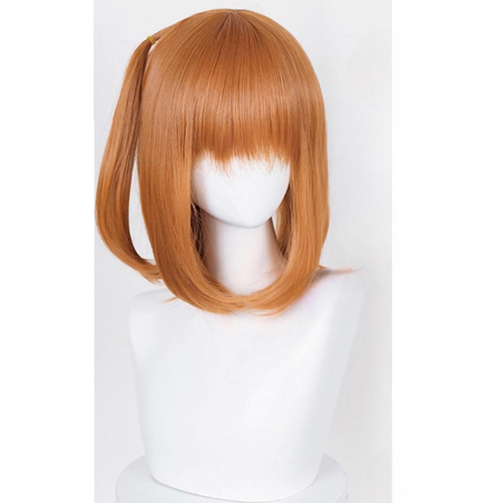 [Laubao Shopping] Honoka Kousaka Cosplay Wig, Orange Ponytail, Mesh, Heat Resistant, for Disguise, Costume Accessory, Party, Halloween, Fancy Dress, S